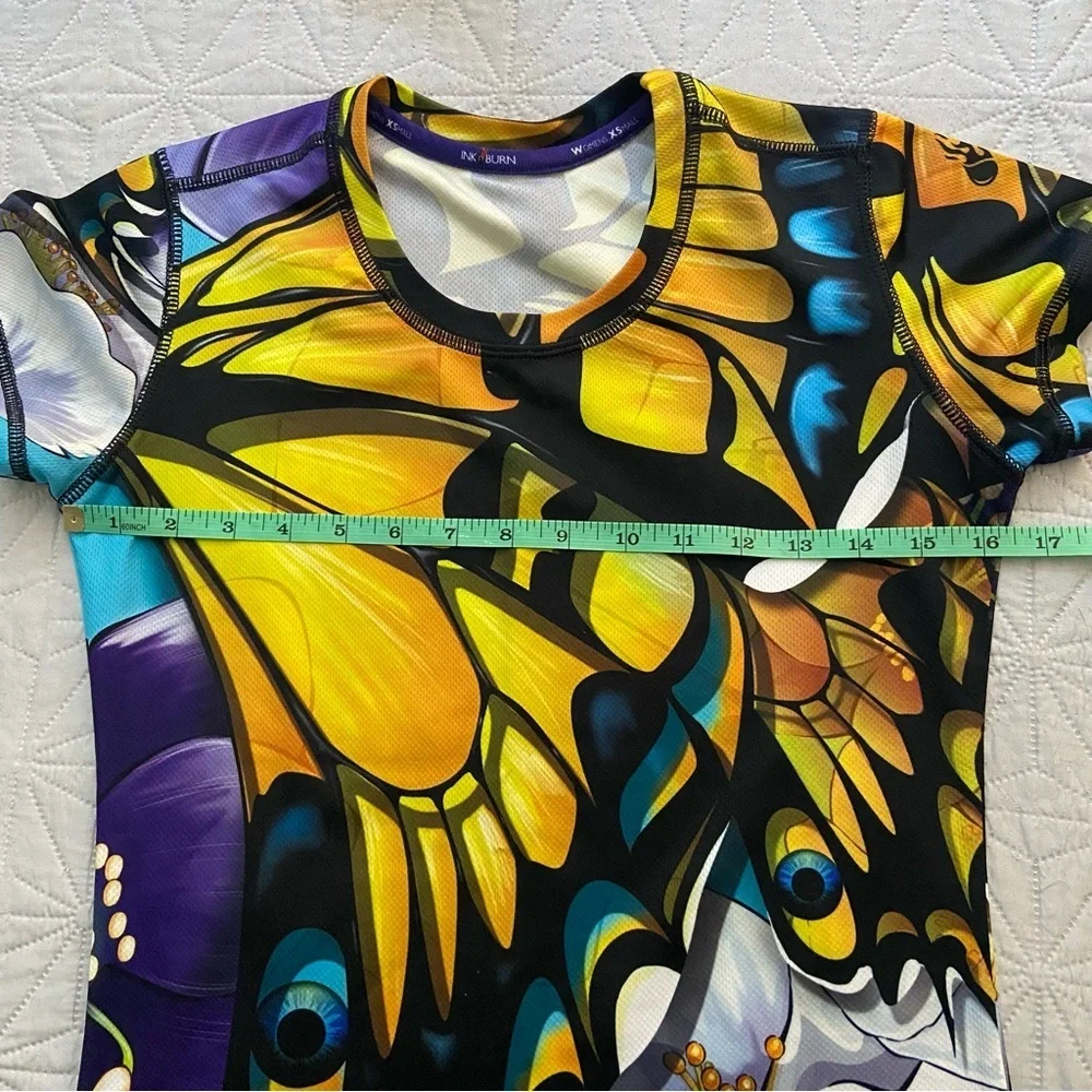 INKnBURN Vibrant Butterfly Short Sleeve Top - Picture 5 of 6